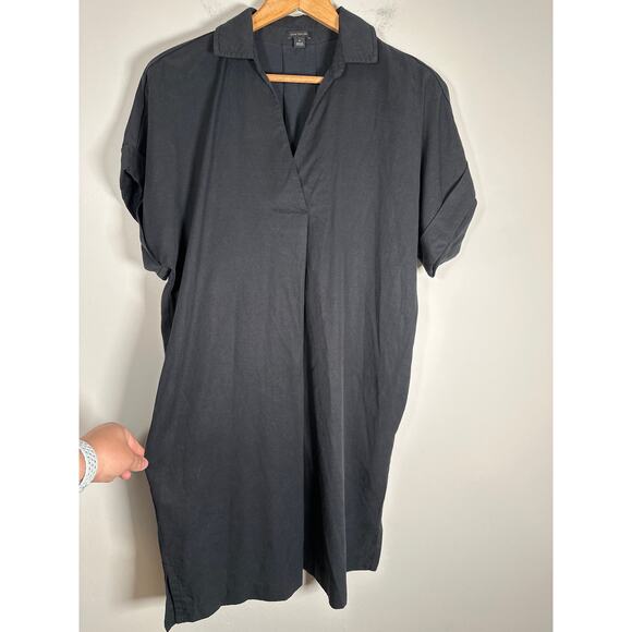 Ann Taylor Collared Popover Shift Dress Womens Size M Black Lightweight - Picture 2 of 10